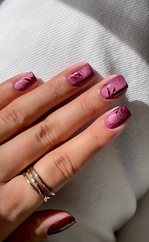 mocha red nails autumn nail art