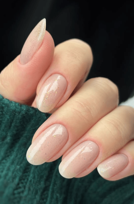 nude glitter nails @nailart_byvanessa