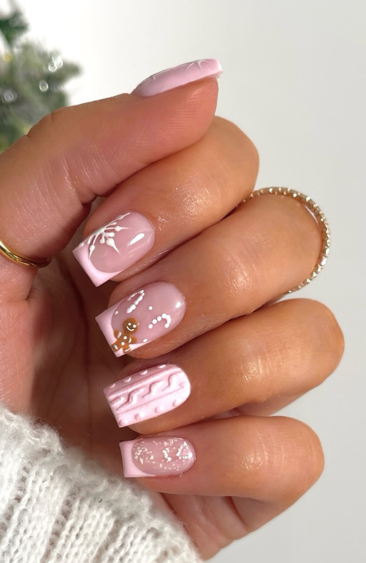 pink sweater nails @by_hannahtaylor