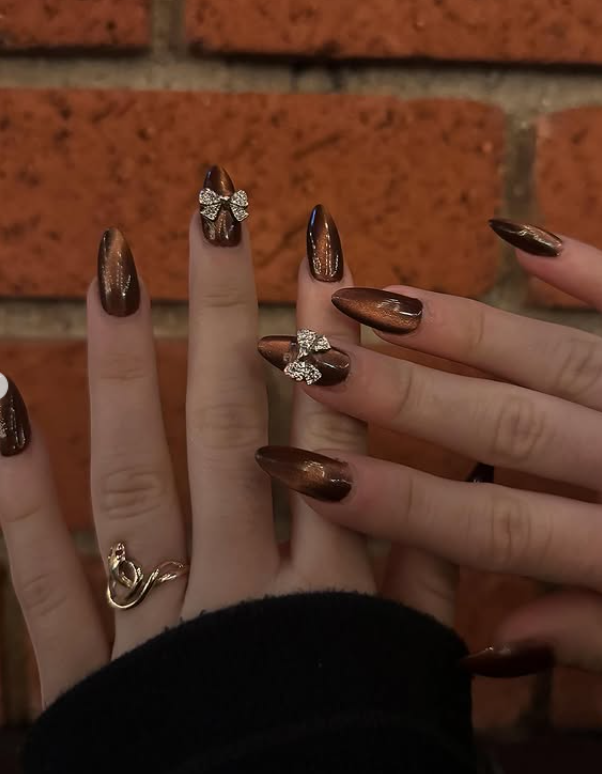 rich brown 3d nails art